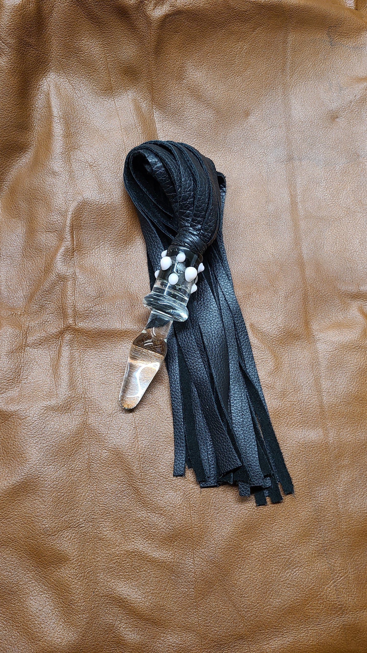Hand blown glass "plug" flogger