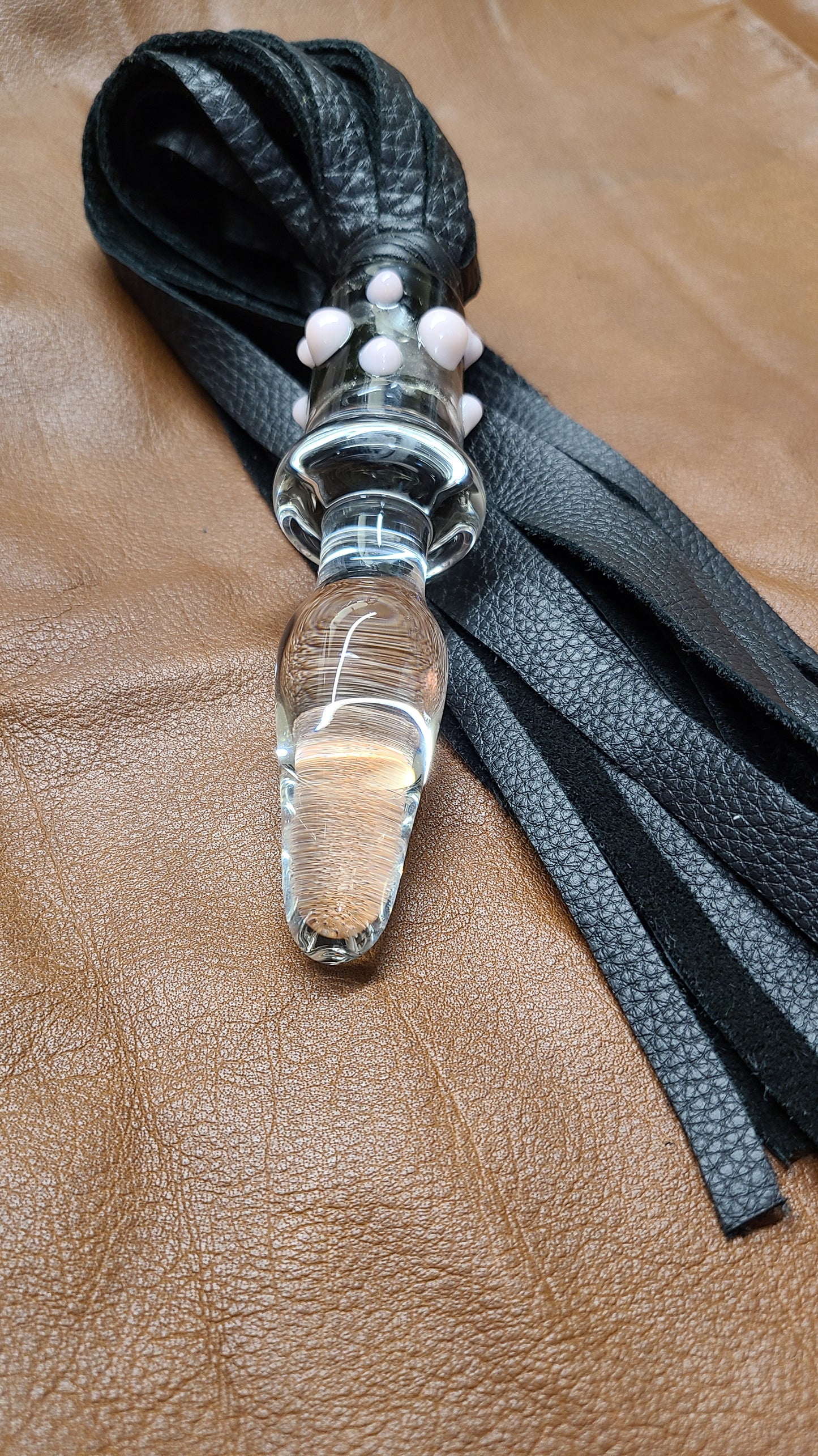 Hand blown glass "plug" flogger